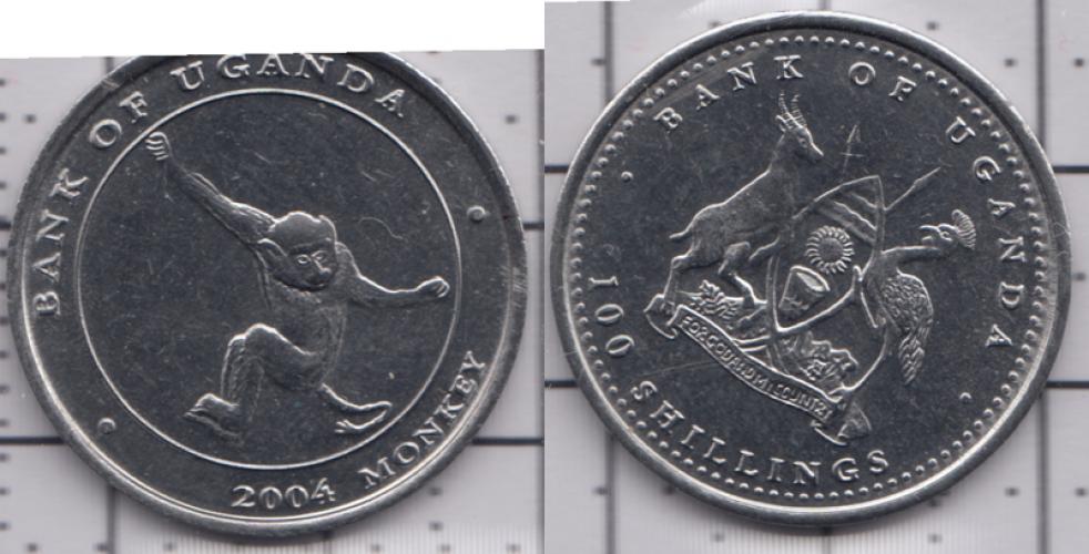 Уганда 100 шиллингов ББ 2004г.