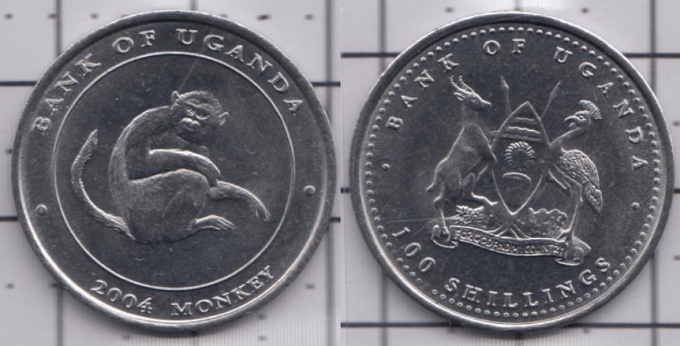Уганда 100 шиллингов ББ 2004г.