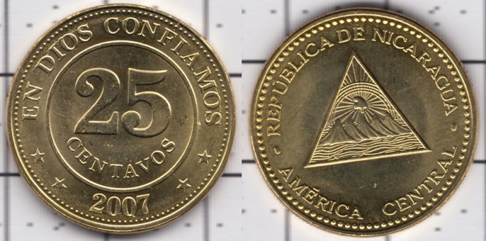 Никарагуа 25 центаво ББ 2007г.