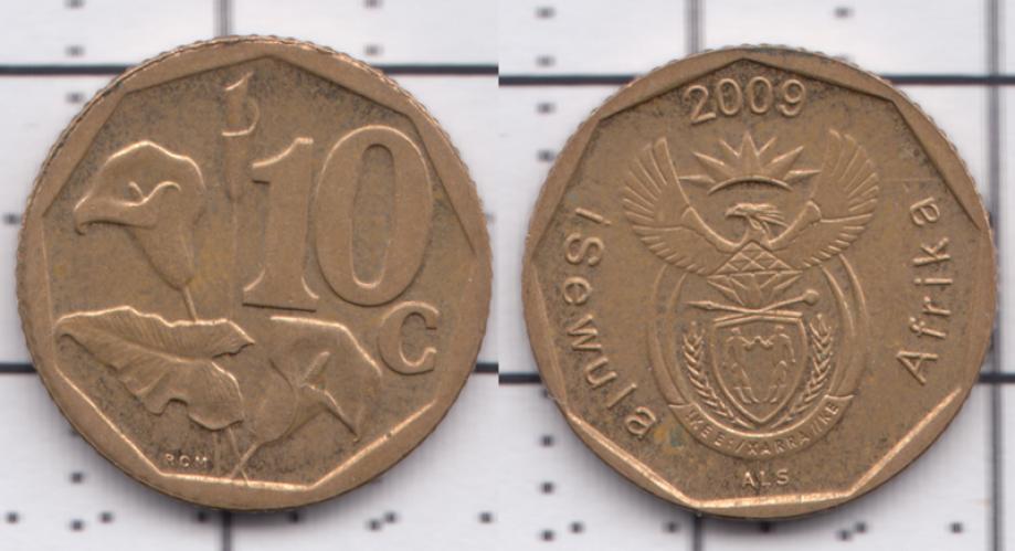 ЮАР (южно-африканская) 10 центов ББ 2009г.