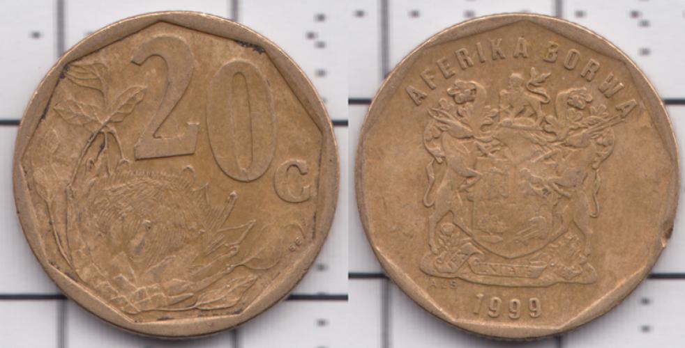 ЮАР (южно-африканская) 20 центов ББ 1999г.