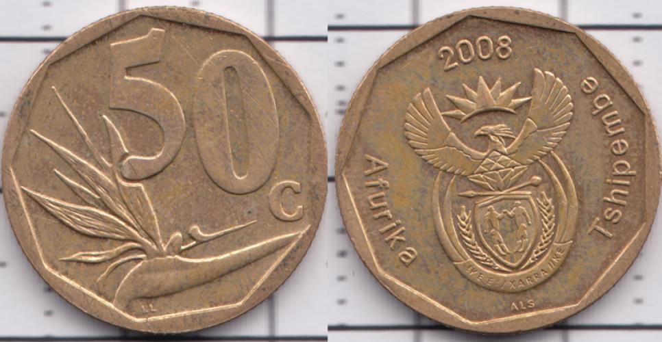 ЮАР (южно-африканская) 50 центов ББ 2008г.