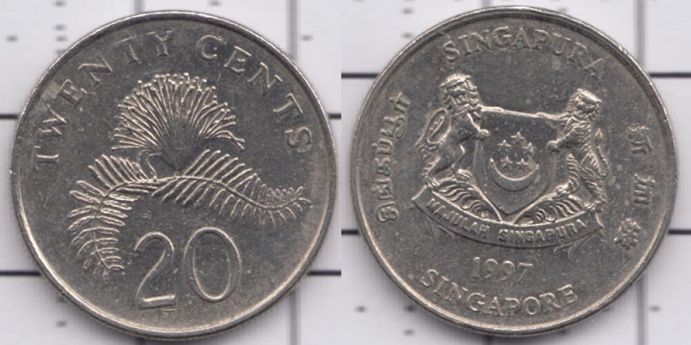 Сингапур 20 центов ББ 1997г.