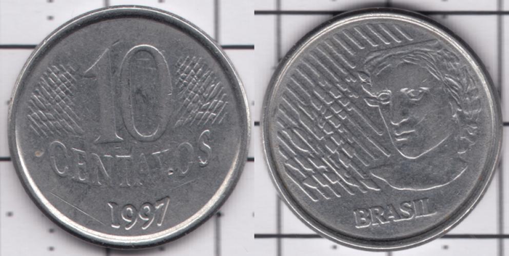 Бразилия 10 центаво ББ 1997г.