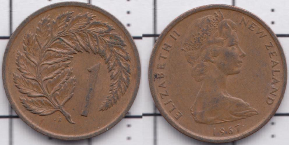 Новая Зеландия 1 цент ББ 1967г.