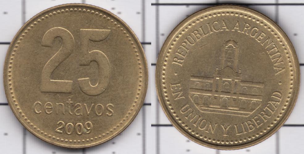Аргентина 25 центаво ББ 2009г.