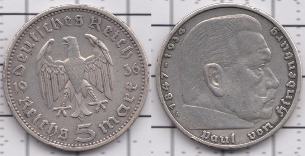 Германия 5 марок A 1936г.