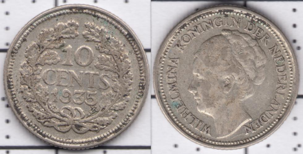 Нидерланды 10 центов ББ 1935г.