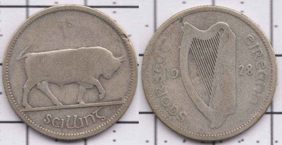 Ирландия 1 шиллинг ББ 1928г.