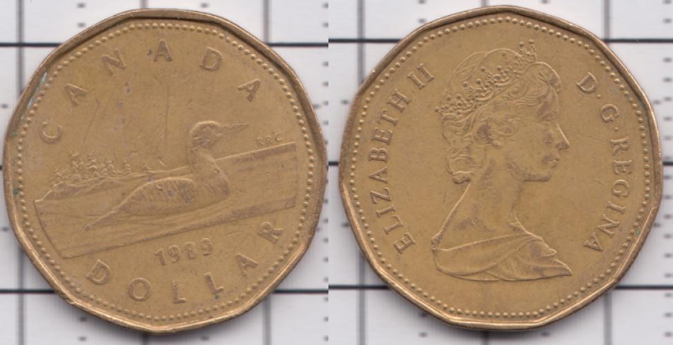 Канада 1 доллар ББ 1989г.