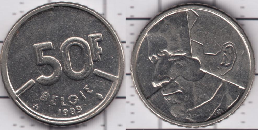 Бельгия 50 франков ББ 1989г.