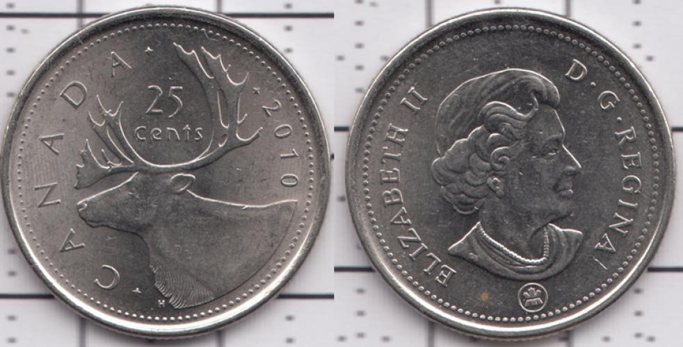 Канада 25 центов ББ 2010г.