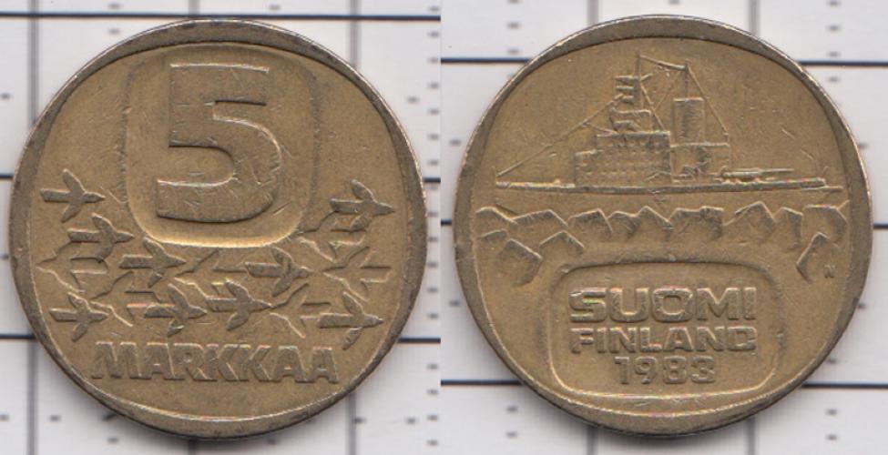 Финляндия 5 марок  1983г.
