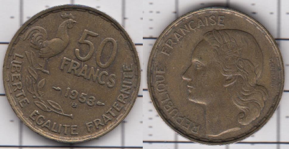 Франция 50 франков  1953г.