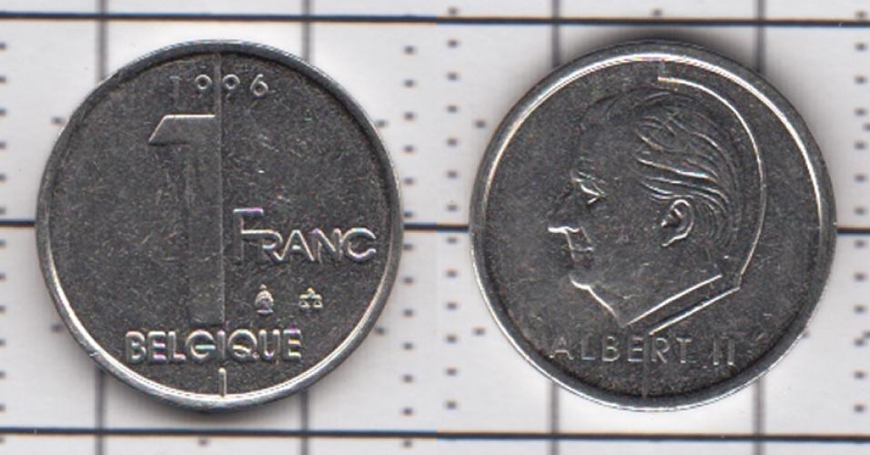 Бельгия 1 франк  1996г.