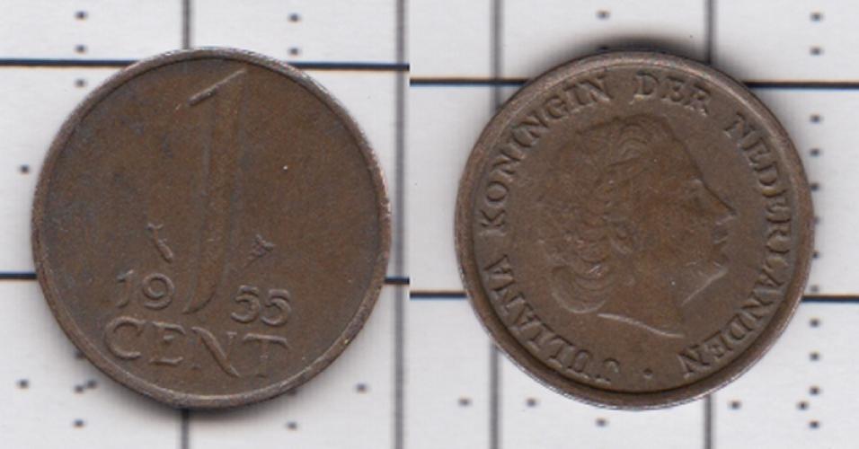 Нидерланды 1 цент  1955г.