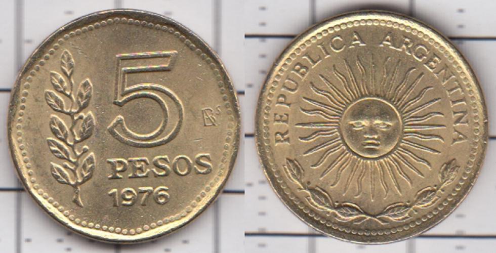 Аргентина 5 песо  1976г.