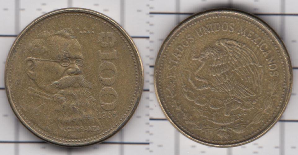 Мексика 100 долларов  1985г.