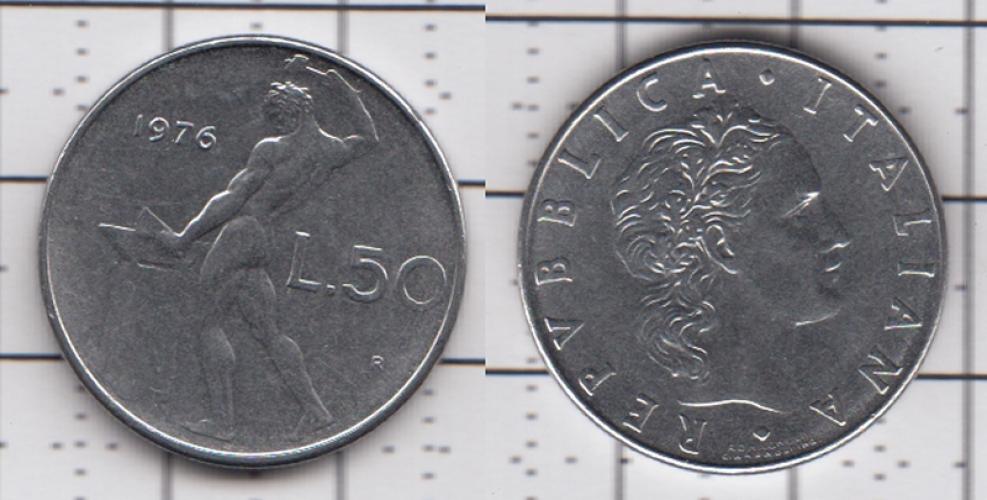 Италия 50 лир  1976г.