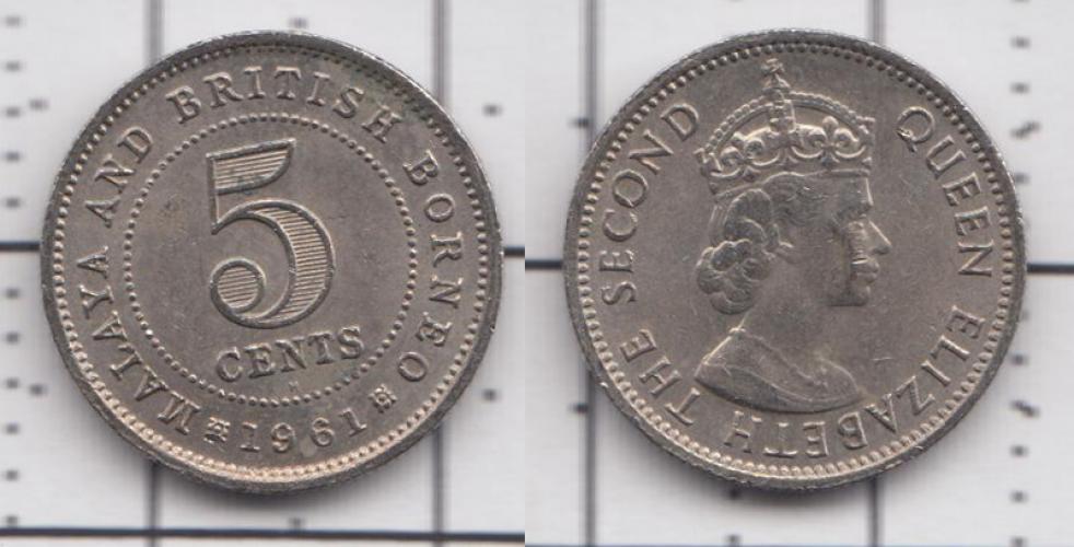 Борнео Британское 5 центов  1961г.