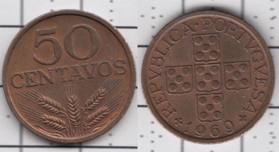 Португалия 50 центаво  1969г.