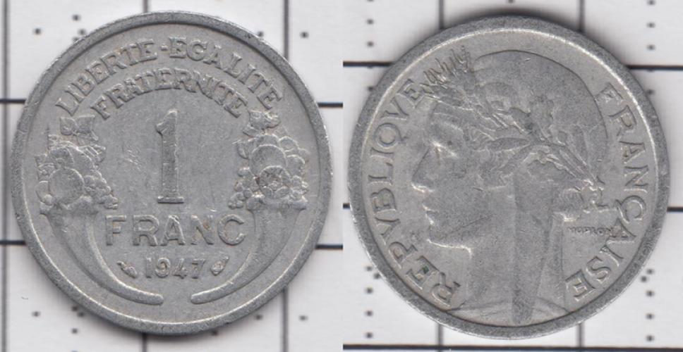 Франция 1 франк  1947г.