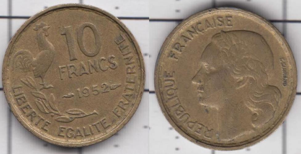 Франция 10 франков  1952г.
