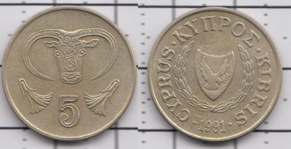 Кипр 5 центов ББ 1991г.