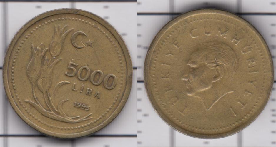 Турция 5000 лир ББ 1995г.