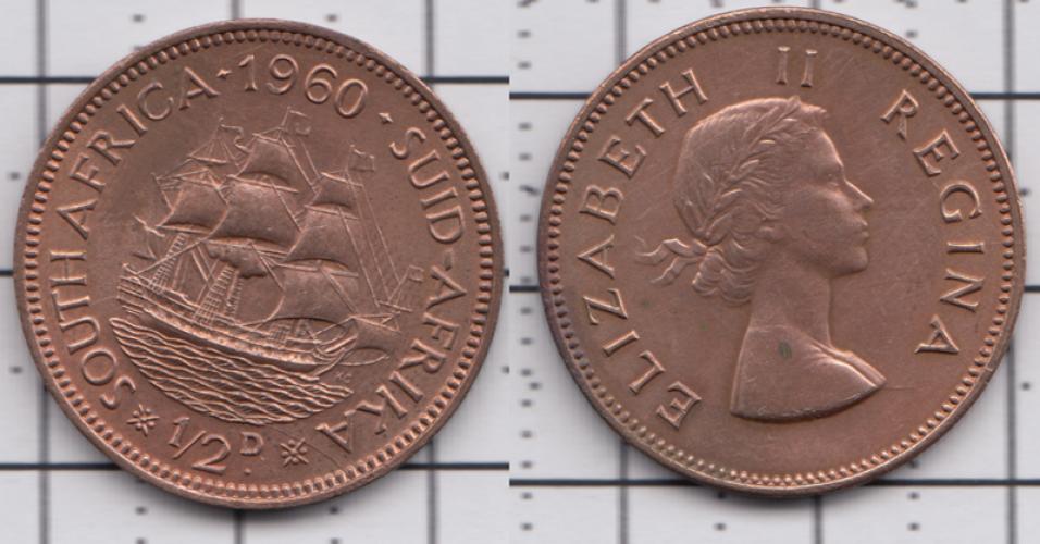 ЮАР (южно-африканская) 1/2 пенни ББ 1960г.