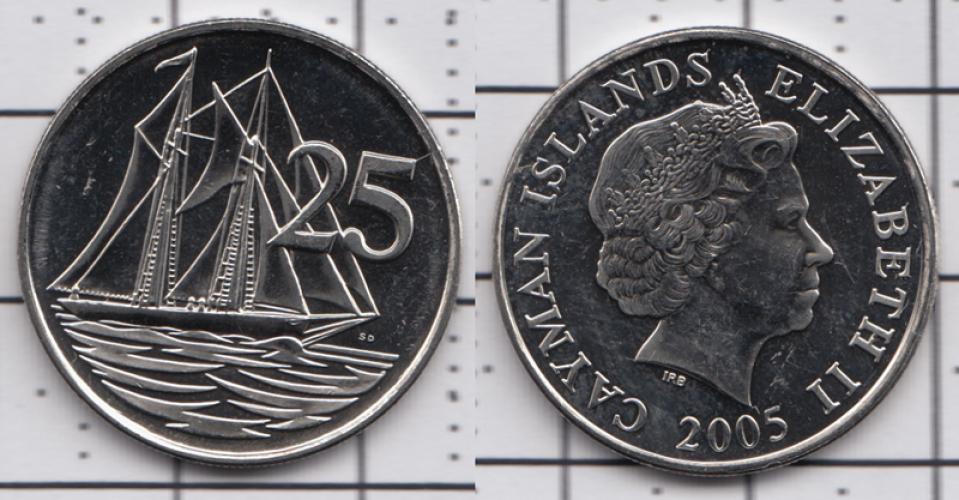 Каймановы острова 25 центов ББ 2005г.