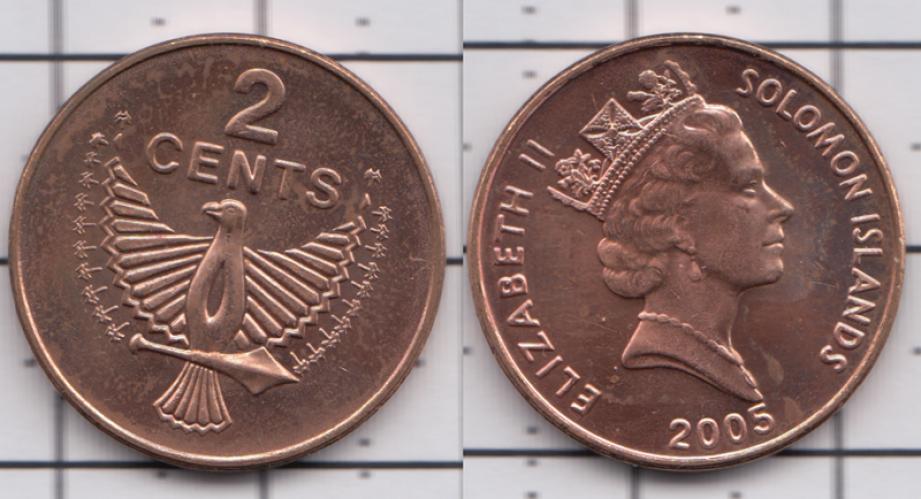 Соломоновы острова 2 цента ББ 2005г.
