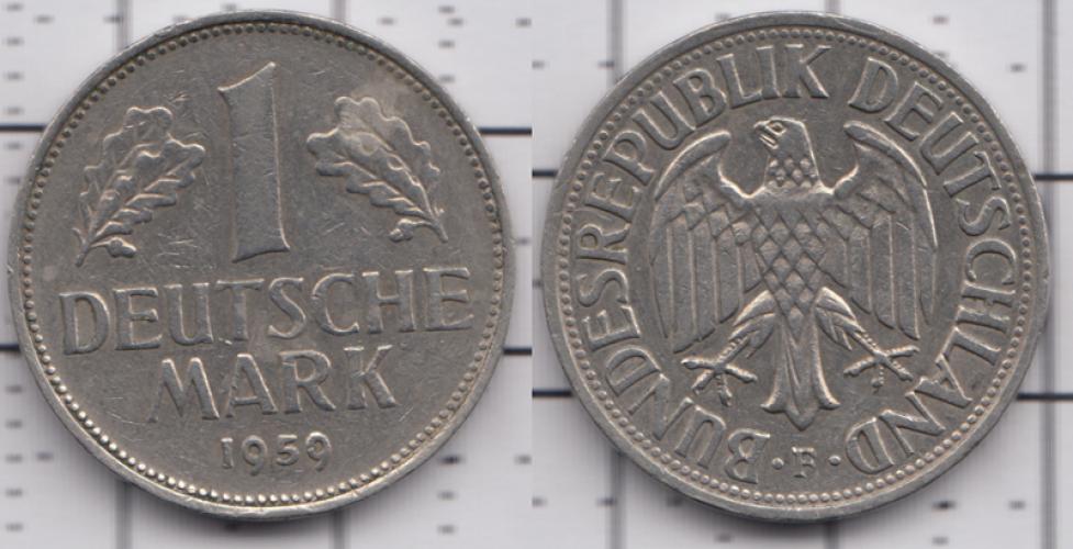 Германия 1 марка ББ 1959г.
