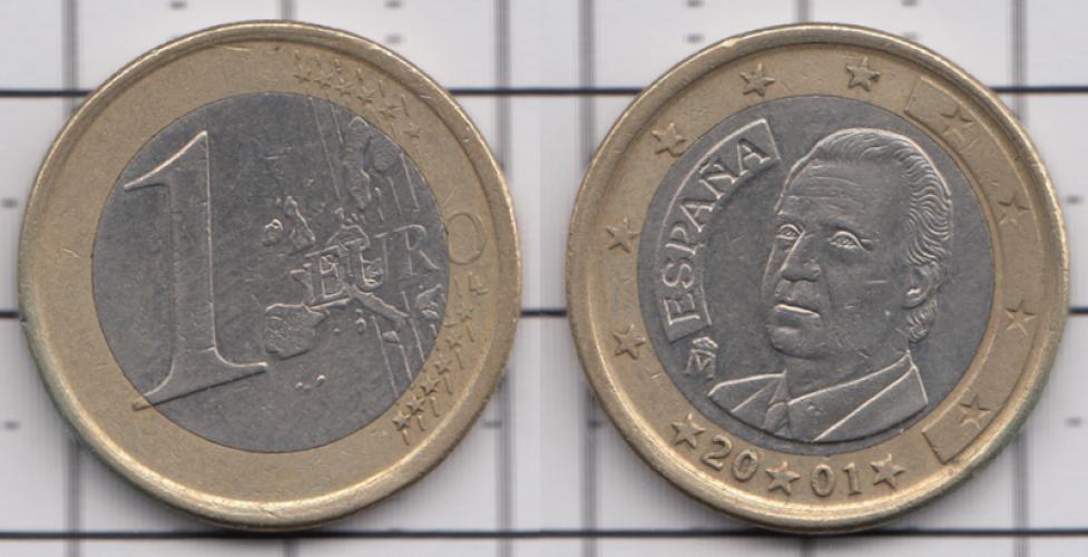 Испания 1 евро ББ 2001г.