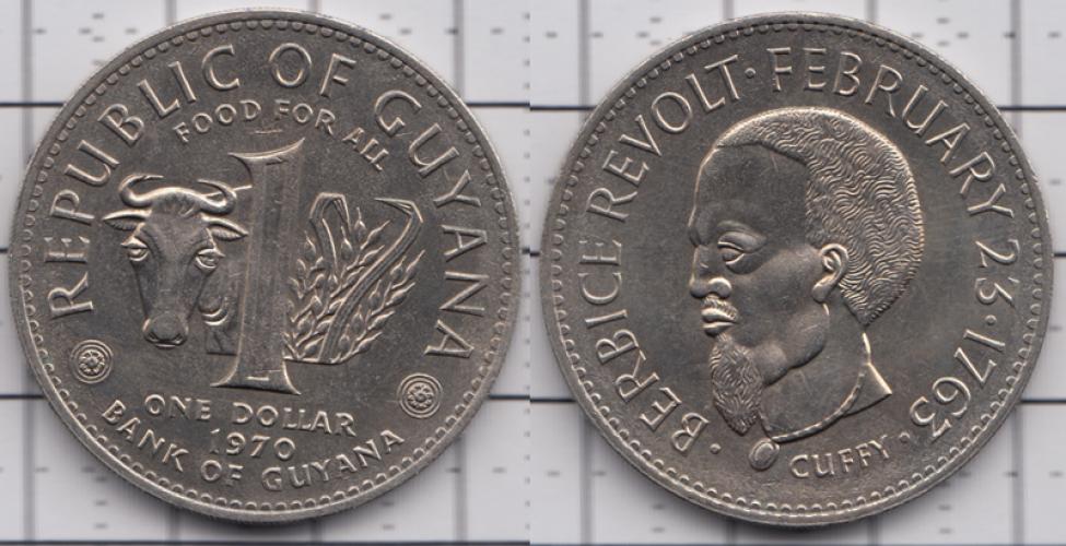 Гайана 1 доллар ББ 1970г.