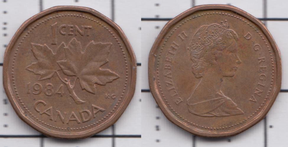 Канада 1 цент ББ 1984г.