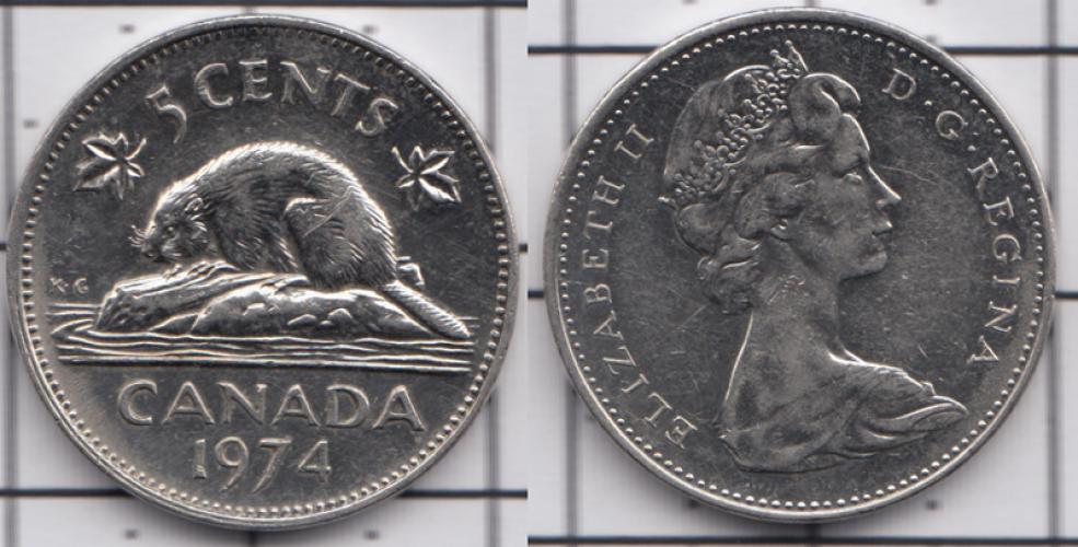 Канада 5 центов ББ 1974г.