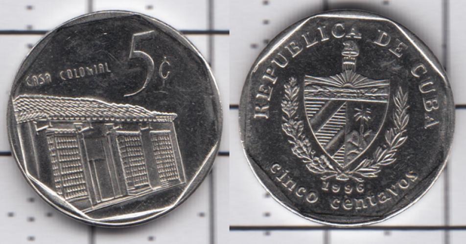 Куба 5 центаво ББ 1996г.