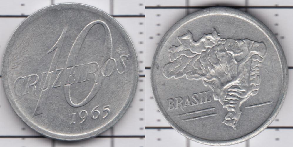 Бразилия 10 крузейро ББ 1965г.