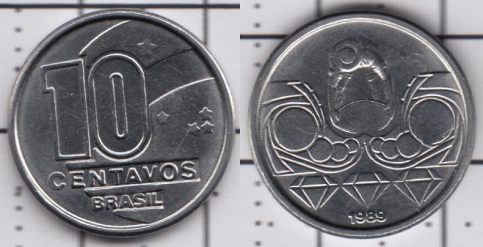 Бразилия 10 центаво ББ 1989г.
