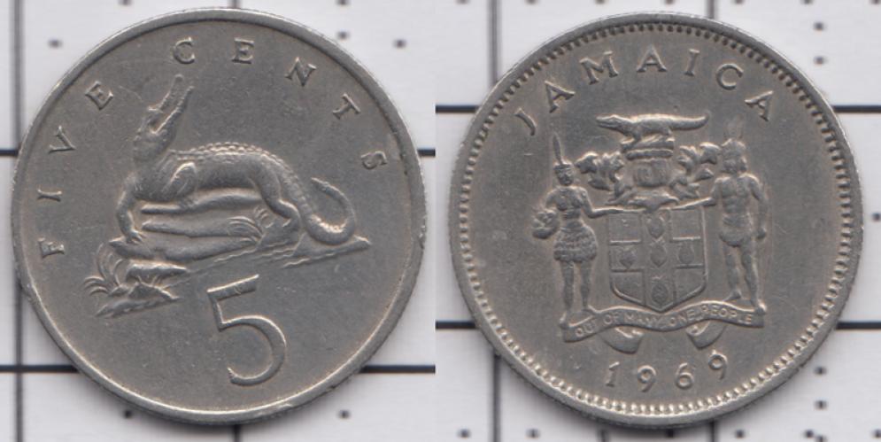 Ямайка 5 центов ББ 1969г.