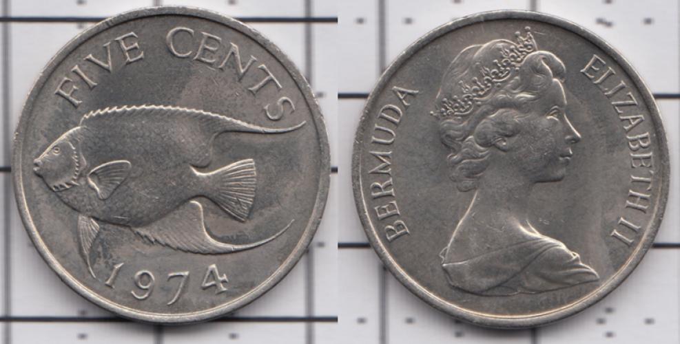 Бермудские острова 5 центов ББ 1974г.