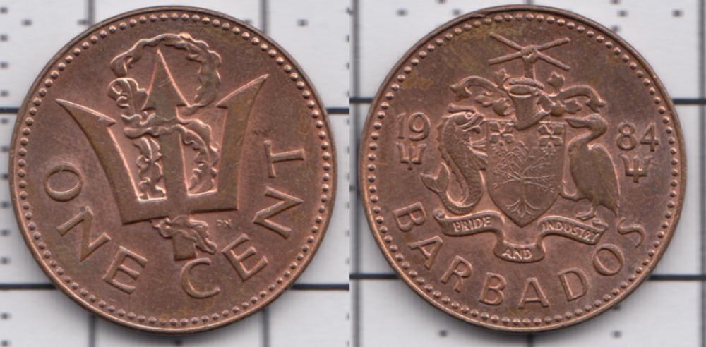 Барбадос 1 цент ББ 1984г.