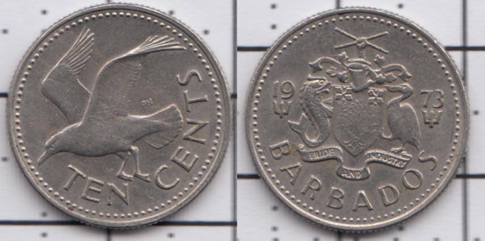 Барбадос 10 центов ББ 1973г.