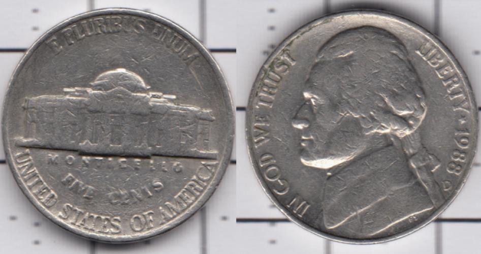 США 5 центов ББ 1988г.