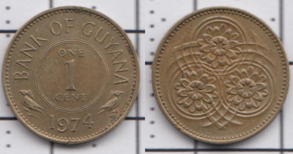 Гайана 1 цент ББ 1974г.