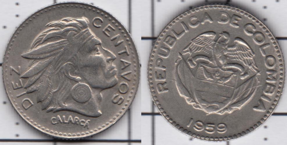 Колумбия 10 центаво ББ 1959г.