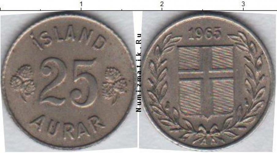Исландия 25 AURAR  1965г.