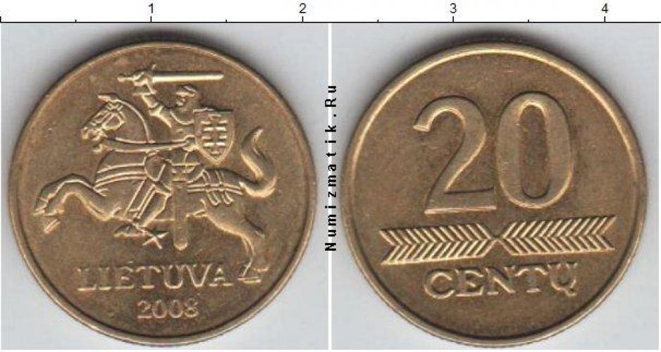 Литва 20 CENTU  1997г.